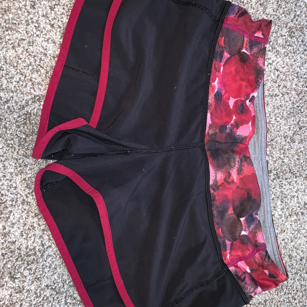 Hot pink patterned lululemon shorts
